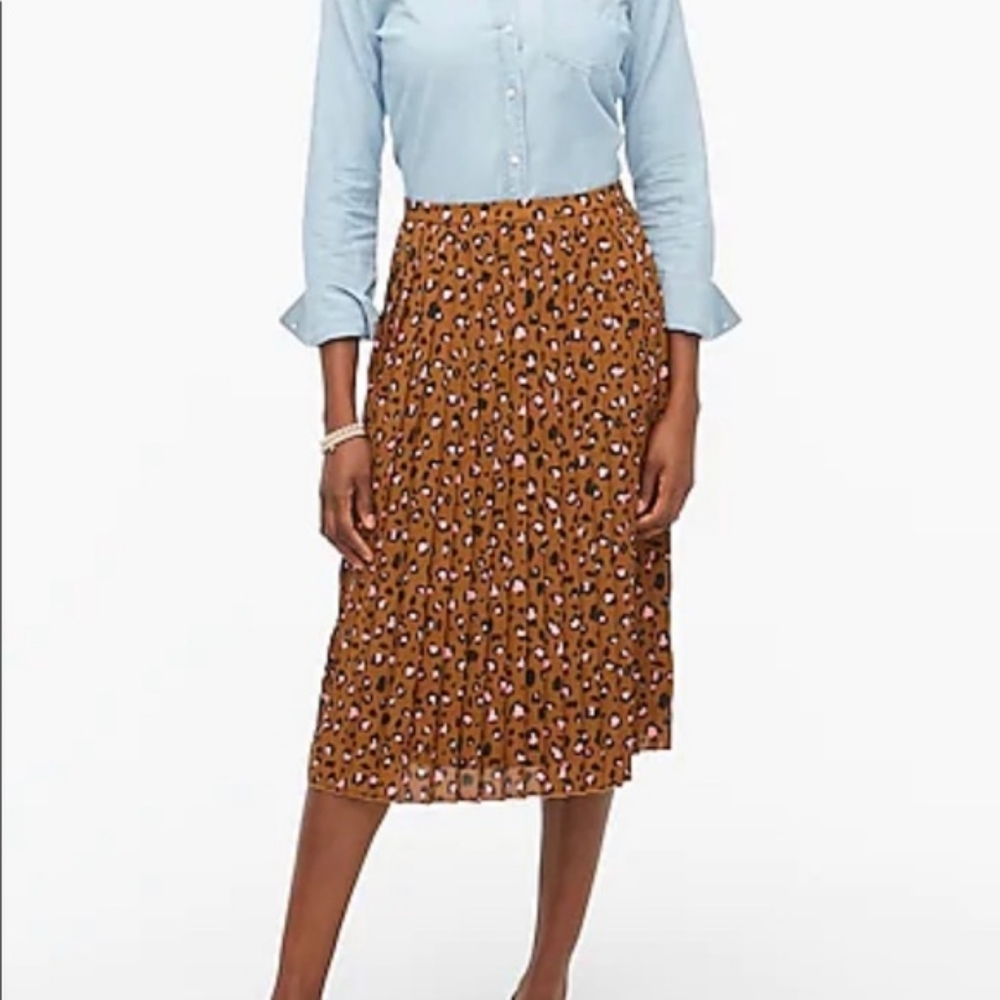 J.CREW FACTORY Leopard Print Pleated Midi Skirt